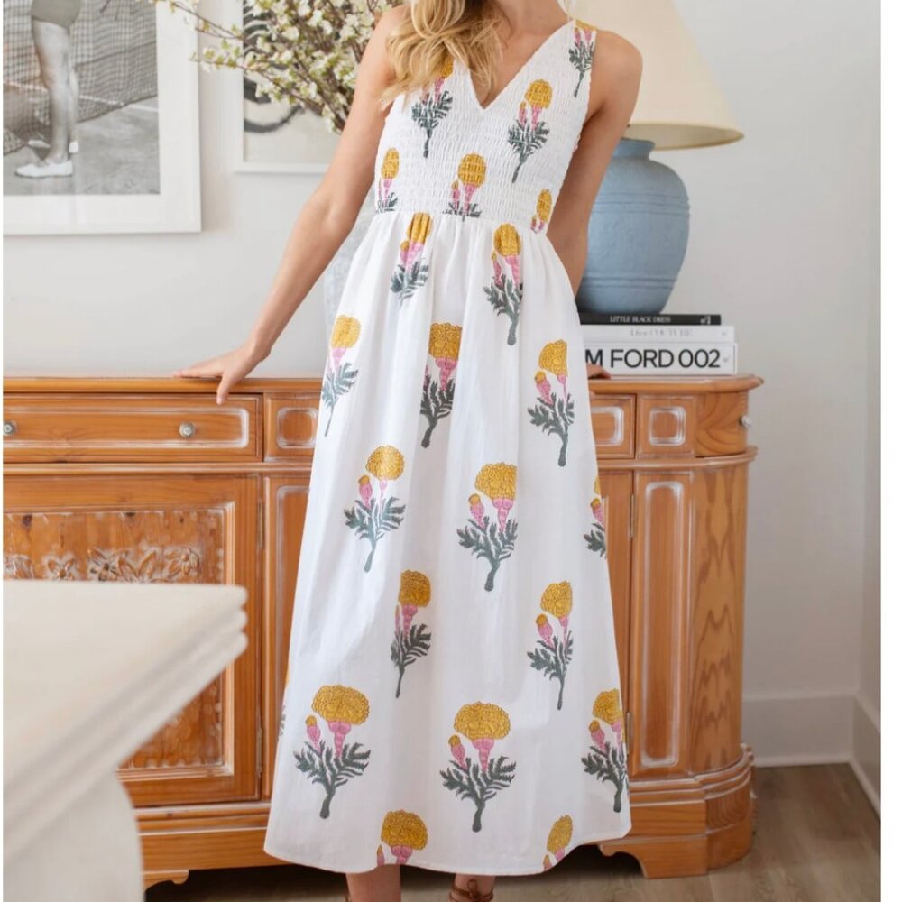 Marea Cora Floral Print Midi Dress in Marigold - Picture 8 of 16